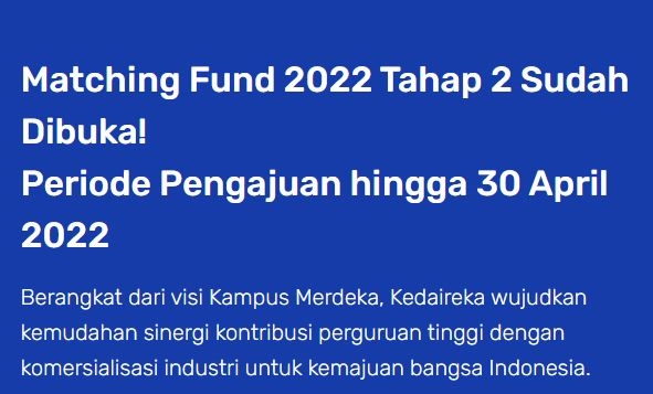 Program Matching Fund Kedaireka Batch 2